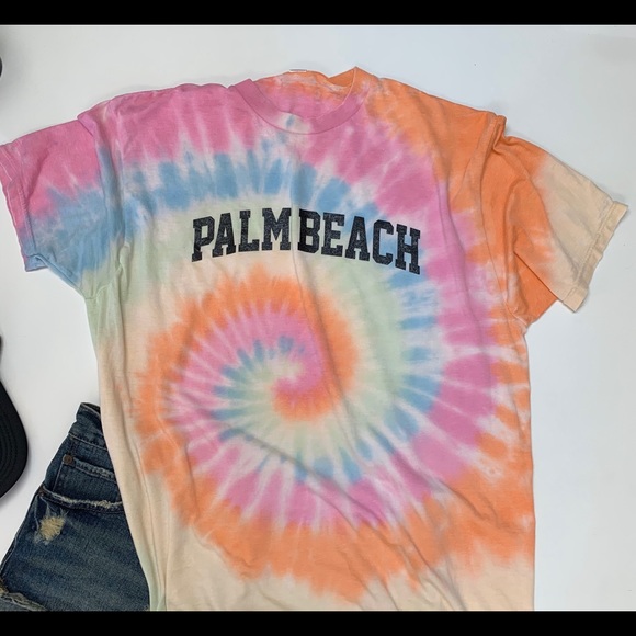 Tops - Tie Dye Palm Beach T Shirt candy pastel